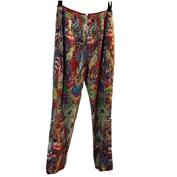 Saks Fifth Avenue Womens Multicolor Sequin Dress Pants Size 4 Straight leg Rare - Picture 2 of 10